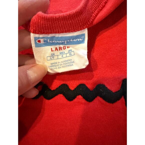 Vintage Champion Heavyweight Embroidered Logo T Shirt Red L - Picture 5 of 6